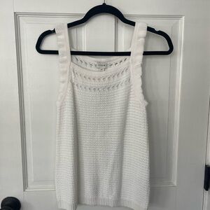 J Crew NWT white crochet tank top with ruffle
